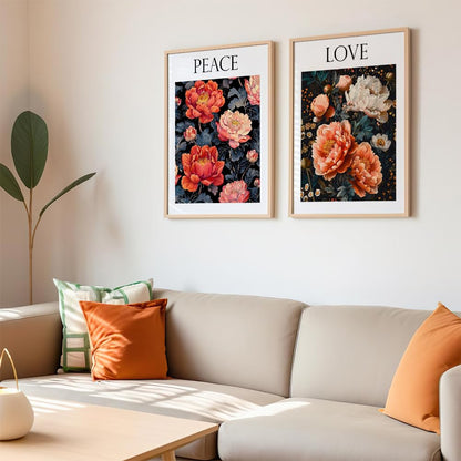 Set of 2 wall art paintings for living room & wall painting for bedroom wall decor - (10x13 Inch framed poster, Paintings for home decor)
