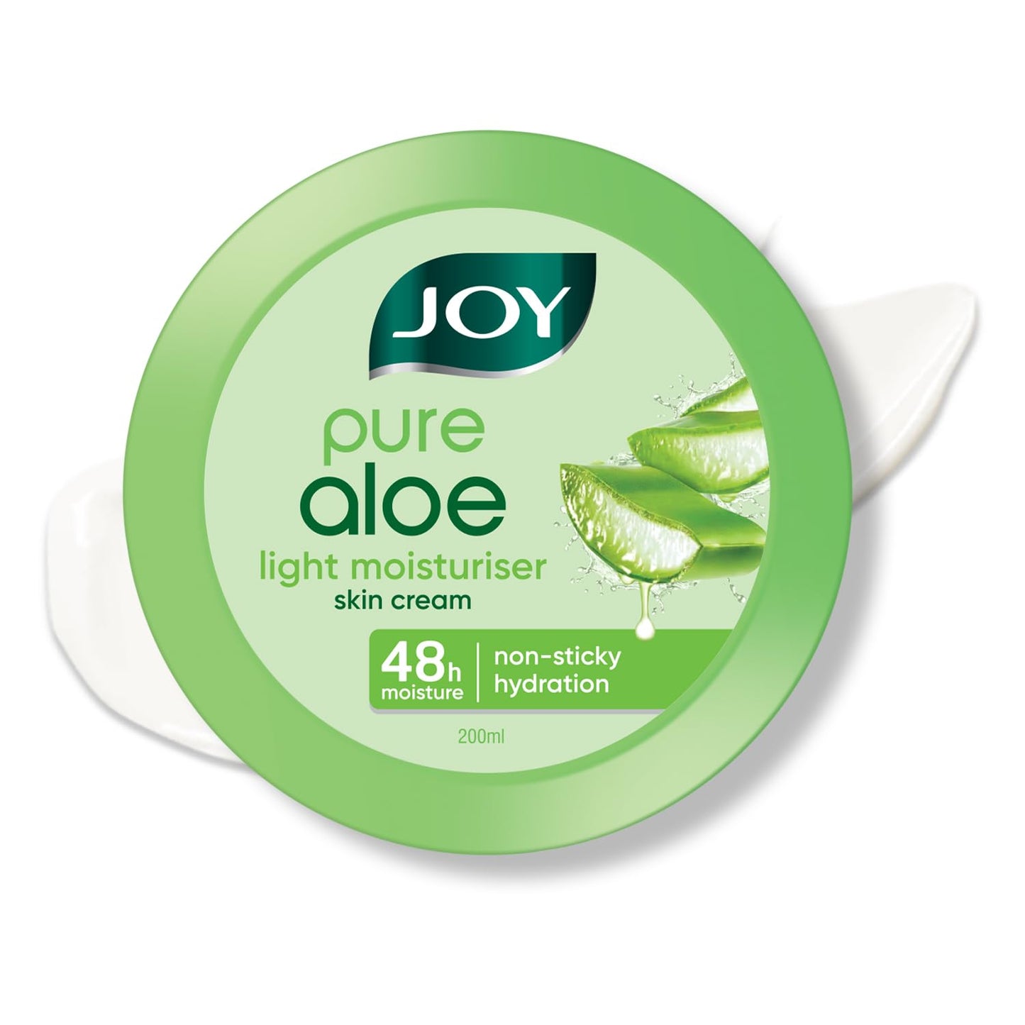 Joy Pure Aloe Light Moisturiser Skin Cream for Face, Hands & Body (500ml) | 48H Hydration | Non-Sticky | Soothing, Brightening & UV Protection | For Dry to Oily Skin