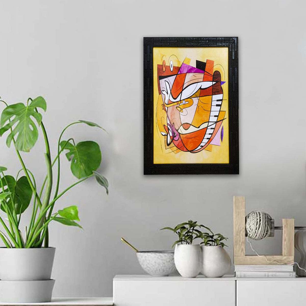 Abstract Modern Art Framed Painting | Ready to Hang- (Wooden Frame, Multicolor, 10inch x 14 inch)