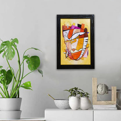 Abstract Modern Art Framed Painting | Ready to Hang- (Wooden Frame, Multicolor, 10inch x 14 inch)