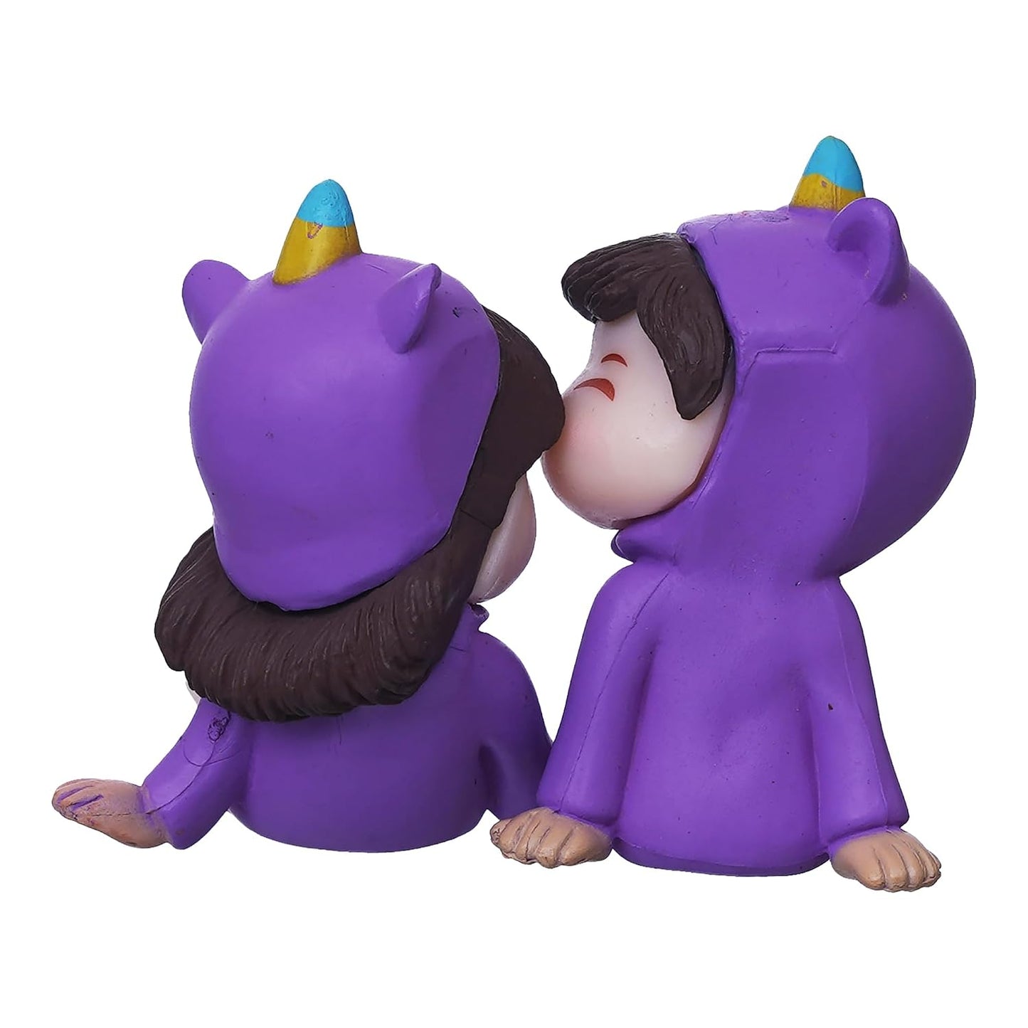 eCraftIndia Valentine Gift for Girlfriend Boyfriend Purple Miniature Romantic Couple Statue Boy Kissing Girl Forehead Showpiece Valentine Gift for Husband Wife Valentines Day Decoration Items