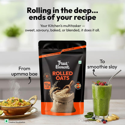 True Elements Rolled Oats 500g -Weight Management | Rich in Protein & Fibre | 100% Wholegrain