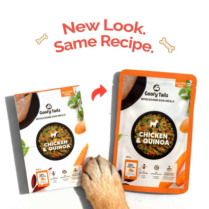 Goofy Tails Chicken & Quinoa Wet Dog Food 100g Wholesome, Human Grade, Preservative & Gluten Free, Taste Booster & Food Topper
