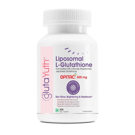 Bottle of GlutaYuth Liposomal L-Glutathione on a white background