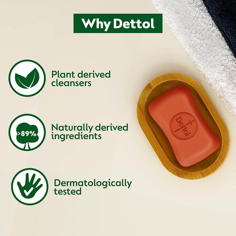 Dettol Original Bathing Soap Bar with 12 HR protective shield (400gm) | Kills 99.99% Germs, 100g (Pack of 4)