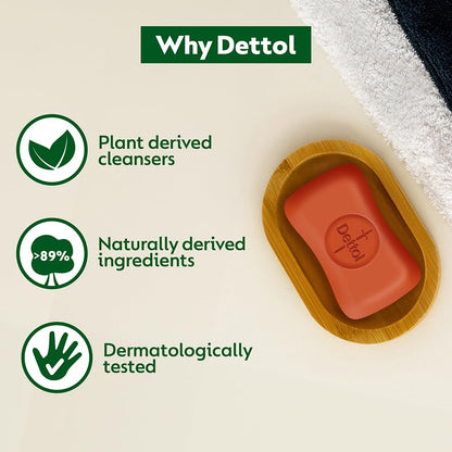 Dettol Original Bathing Soap Bar with 12 HR protective shield (400gm) | Kills 99.99% Germs, 100g (Pack of 4)