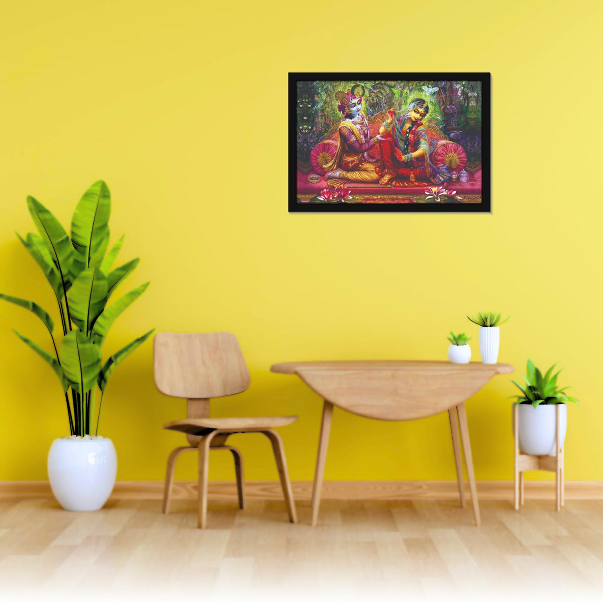 Lord Shri Radha Krishna Painting Hanging Photo Frame Decorative Item for Living Room, Bedroom, Home Decor and Wall Decoration (MM 3404, 45.7L x 30.5W cm, Canvas, With Plexi Glass)