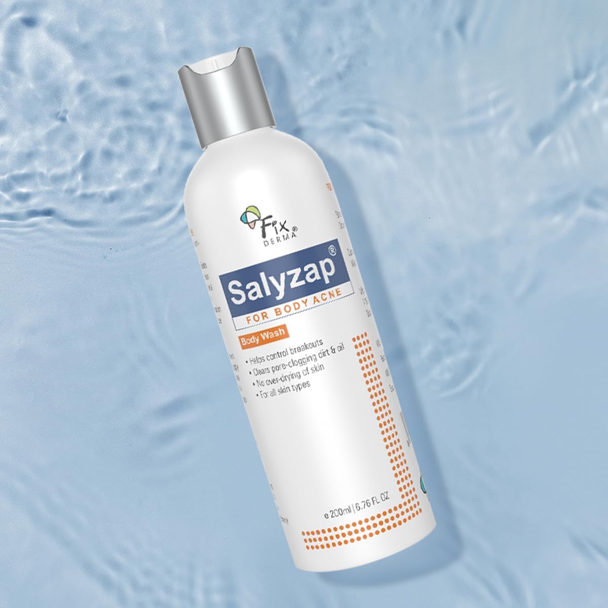 Fixderma Salyzap 2% Salicylic Acid Body Wash For Acne | Exfoliating Bodywash | Anti Acne Body Wash on Back & Arms for Acne Prone Skin | Helps in Control Brekouts, Unclogs Pores - 200ml