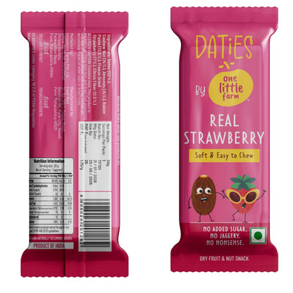 Daties by One Little Farm - Combo Pack Date Bites | Made with Dates, Cashew & Almond | Clean-Label Healthy Snack for Kids | Soft and Easy to Chew | No Added Sugar or Jaggery | 20g Each (Pack of 8)