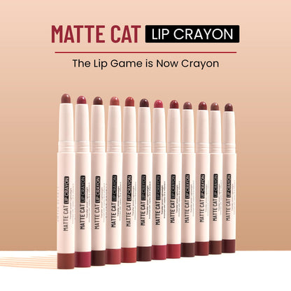 Swiss Beauty Matte Cat Lip Crayon | Matte Finish | Waterproof | 12-Hour Stay | Hydrating | Non-drying | Shade-02 Regal Camarine, 1.5g