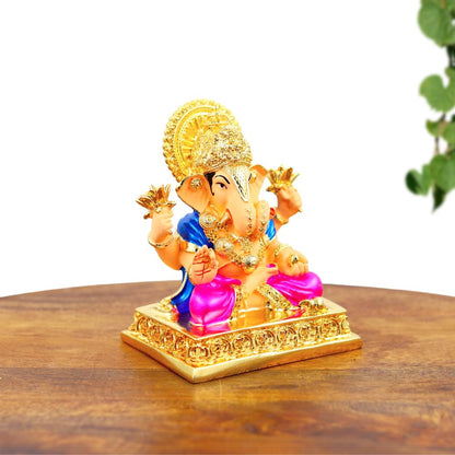 Resin Lord Ganesha Idol Decorative Murti for Pooja Room, Car Dashboard, Home Decor & Spiritual Gifting