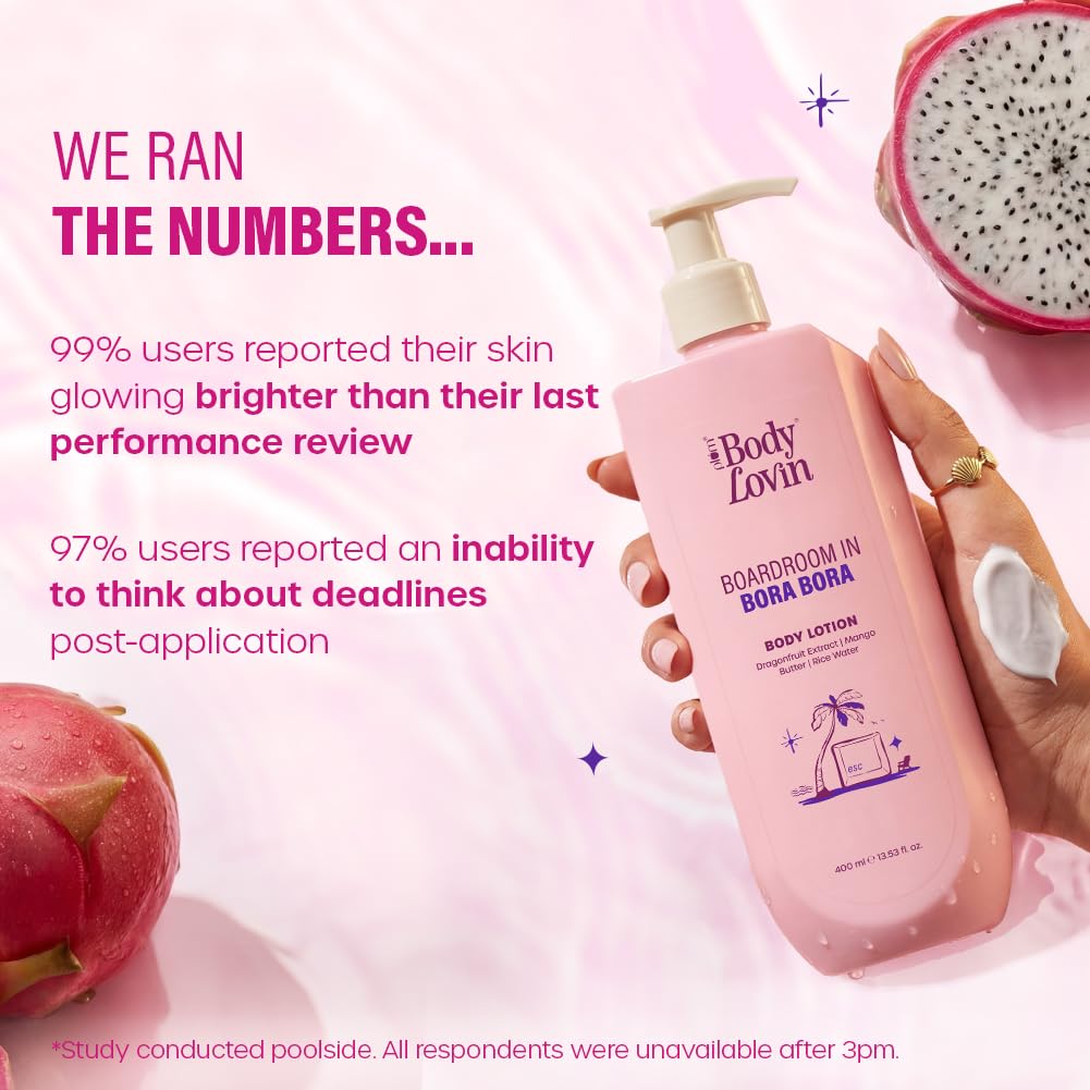 Plum BodyLovin’ Boardroom In Bora Bora Body Lotion | Hydrating & Brightening Body Lotion | Lightweight Hydration | Dragonfruit Extract, Mango Butter & Rice Water | Sweet Tropical Fragrance | 400 ml