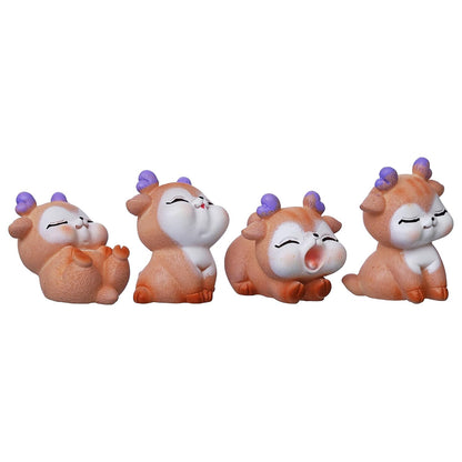 Set of 4 Miniature Cute Deer Statues Animal Figurines Showpiece for Home Decor Living Room Valentine Gift for Girlfriend Boyfriend Husband Wife Her Him | Valentine Day Decoration Items