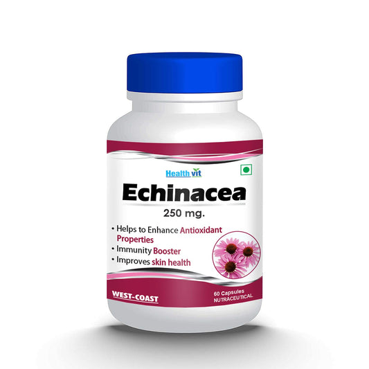 Healthvit Echinacea supplement bottle with blue cap on a white background