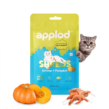 Applod Shrimp with Pumpkin Soft Cat Treats for Kittens & Adult Cats | Made with Real Shrimp | Grain-Free Protein-Rich Snacks with Taurine & No Fillers | 35g