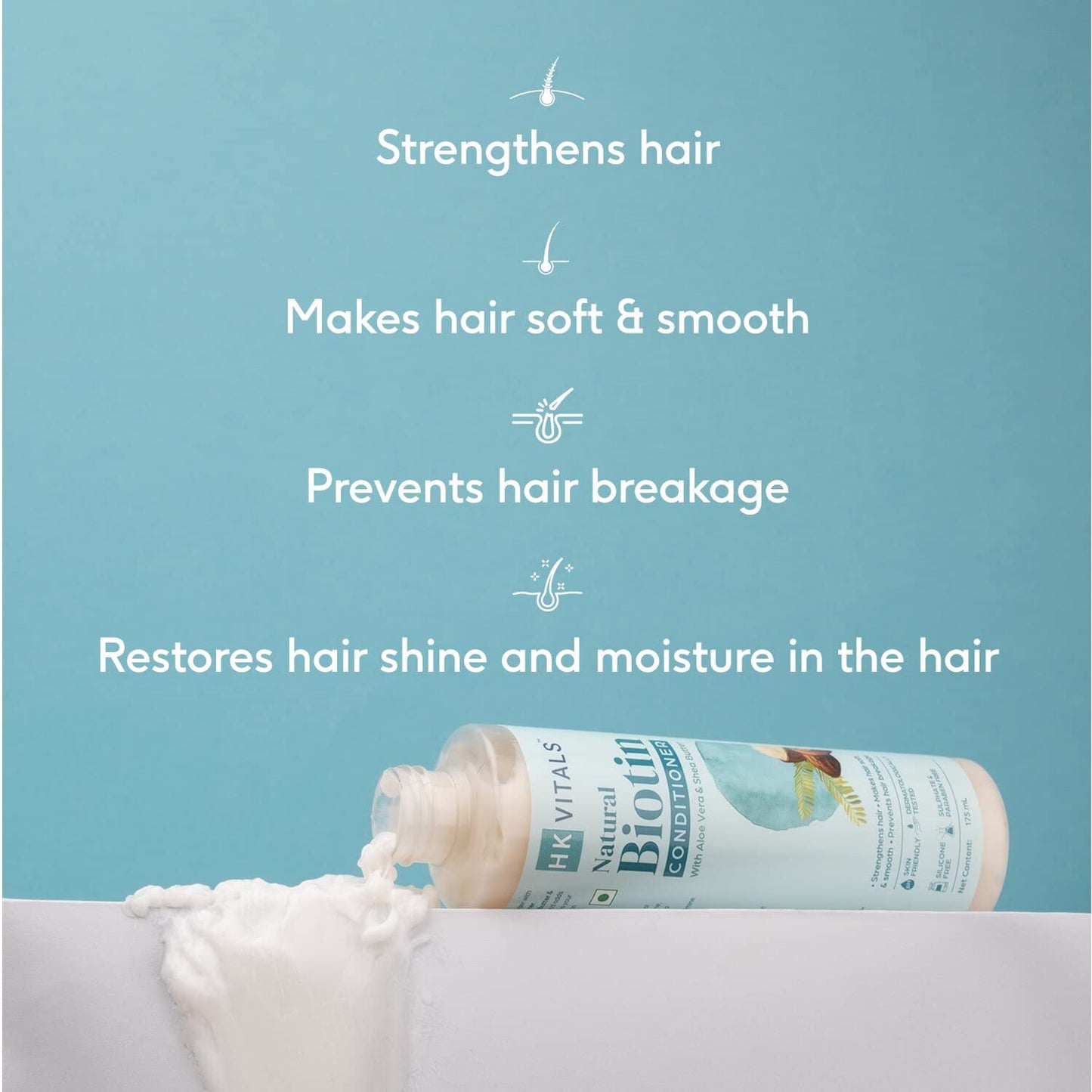 HK VITALS by HealthKart Biotin Anti Hair Fall Conditioner for Women & Men (175ml) | With Aloe Vera & Shea Butter | For Strong, Dry & Frizzy Hair, Prevents Hair Breakage