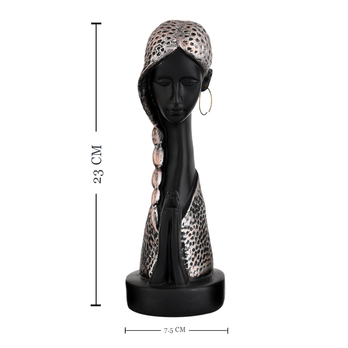 Graceful Resin Namaste Statue of a Girl |Elegant Spiritual Décor (Pack of 1, Black & Silver)