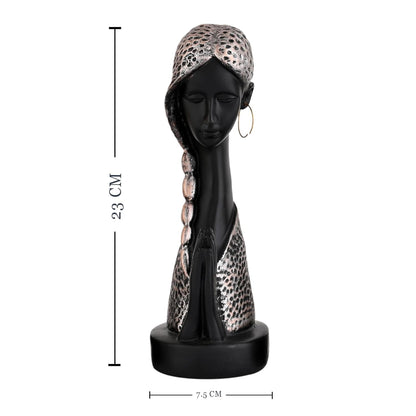 Graceful Resin Namaste Statue of a Girl |Elegant Spiritual Décor (Pack of 1, Black & Silver)