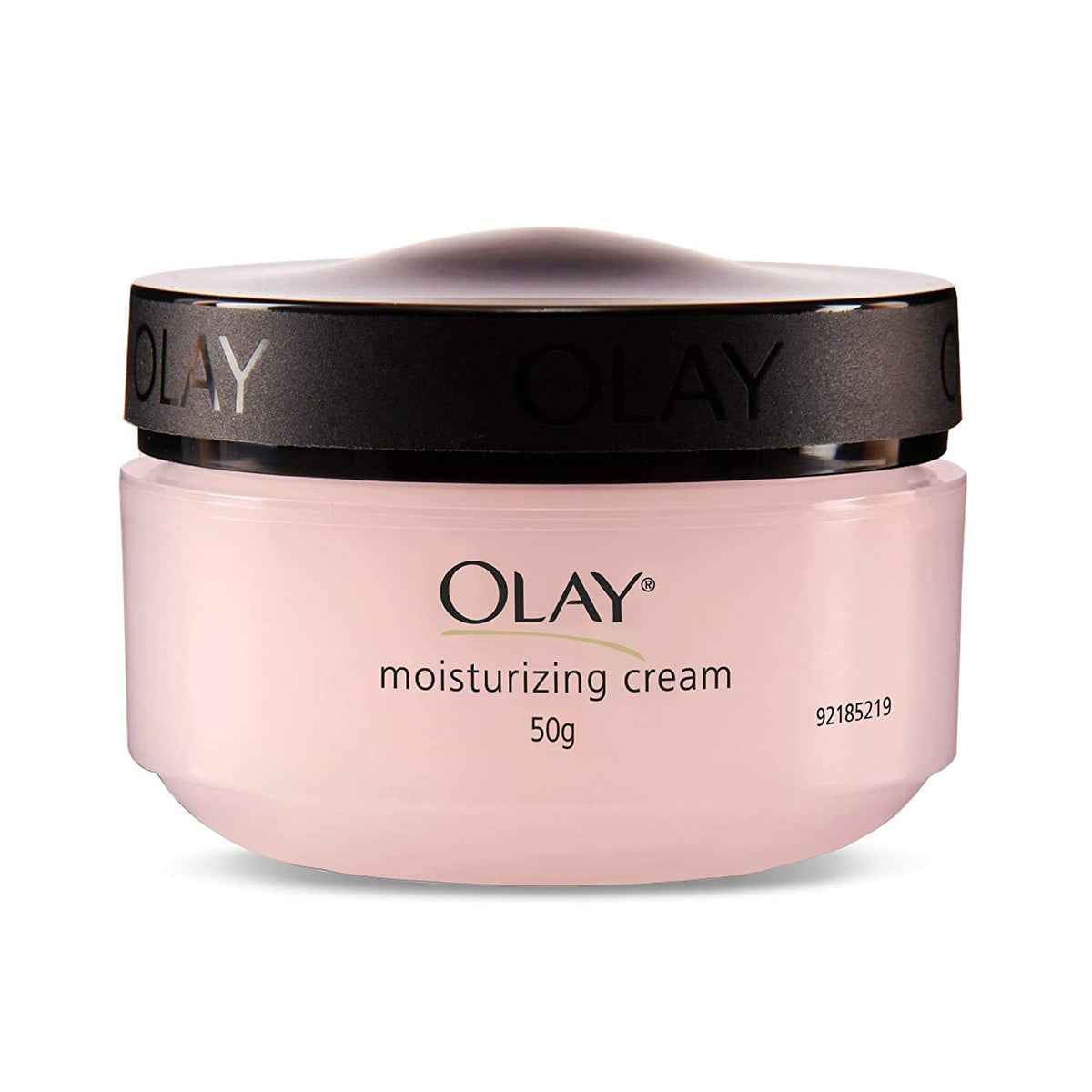 Olay moisturizing cream jar on a white background