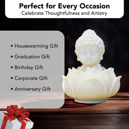 Nostrae Buddha with Lotus Show Pieces for Home Decor Living Room Decor Items | Cute Showpieces Gift Item for Decoration | Serene Center Table Tv Showcase Office Interior Statue Figurines