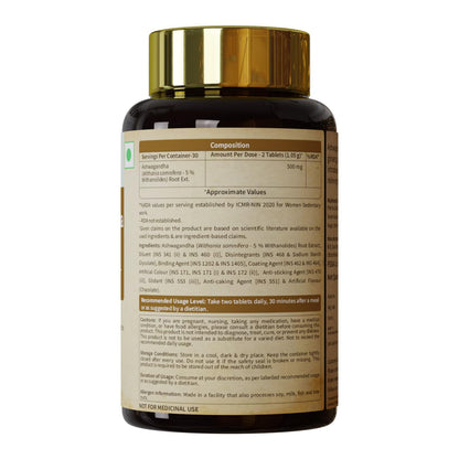 Neuherbs Ashwagandha 500mg Tablets For Men & Women | Manage Anxiety & Stress Relief | Ashwagandha Supplements To Boost Energy, Immunity & Strength | Supports Sleep Cycle - 60 Tablets