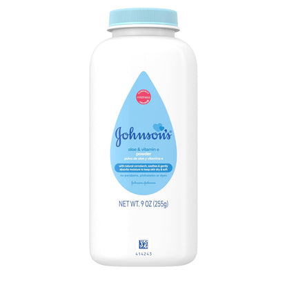 Johnson's Baby Powder, Pure Cornstarch with Aloe & Vitamin E, 9 ounces