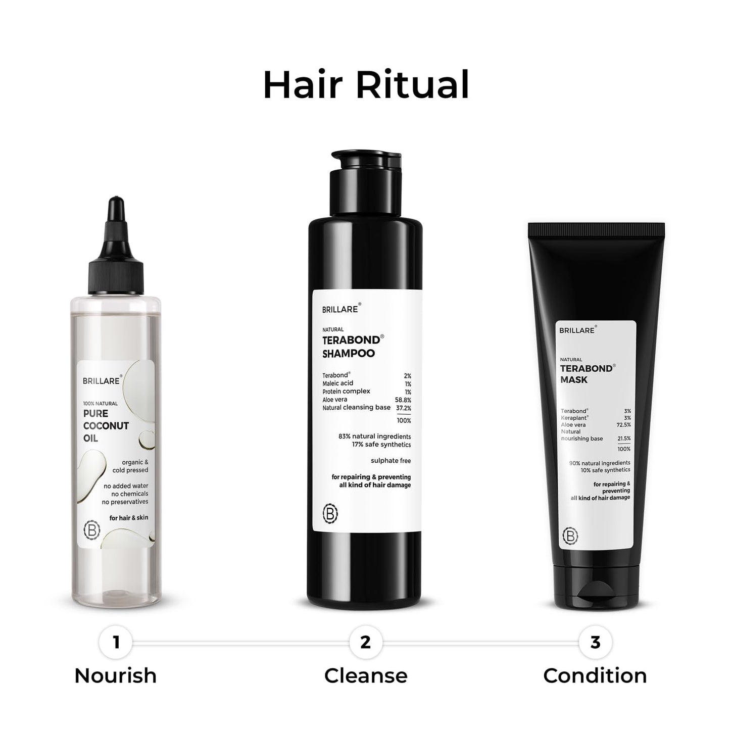 Brillare Pure Coconut Oil, Organic and Cold Pressed Hair Oil with Zero Chemicals, Rich in Vitamins & Amino Acids, Best for Dry & Flaky Skin