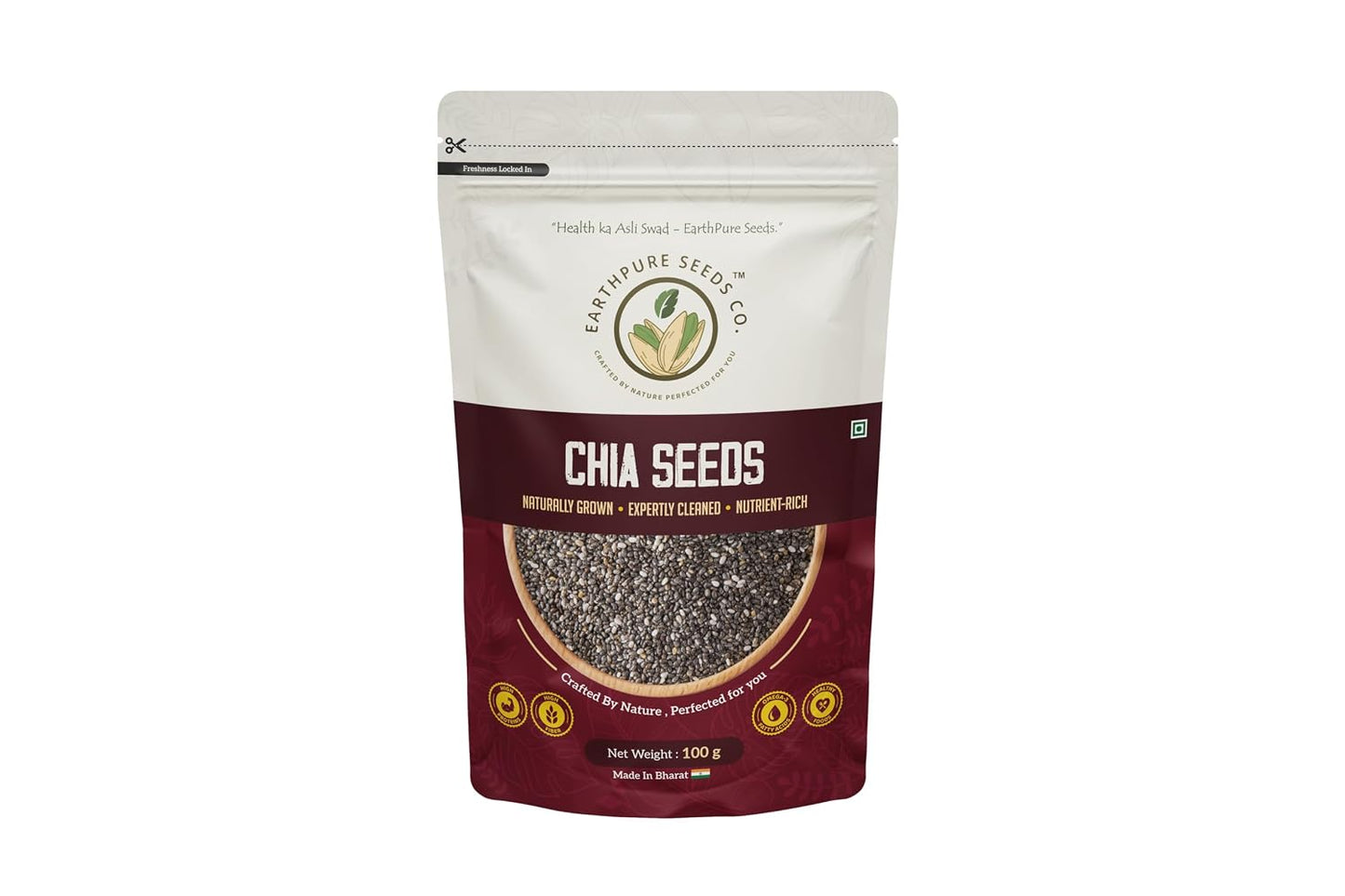 EarthPure Chia Seeds 100g I Seeds for Eating | Seeds for Weight Management | Rich in Calcium, Protein & Fibre