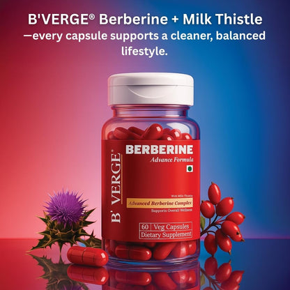 B’VERGE® Berberine Supplements 98% with Milk Thistle | Weight loss for Women & Men | Ultra Potent 600mg Supplement – Helps Maintain Healthy Blood Sugar, Cholesterol, and Supports PCOS Care (60 Capsules (Pack of 1))