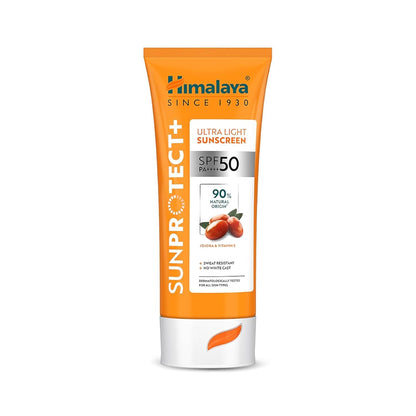 Himalaya Sunscreen tube with SPF 50 on a white background