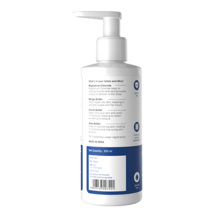 Be Bodywise 10% Magnesium Sleep Body Lotion 300ml | For Muscle Recovery & Relaxation | Infused with Shea Butter & Lavender | Mildly Scented, Lightweight & Non-Greasy Formula