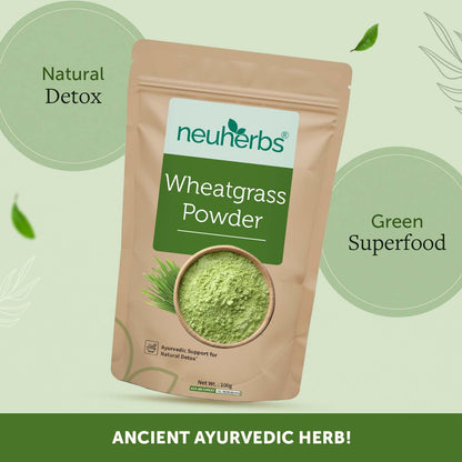 Neuherbs Wheatgrass Powder - 100g | Wheat Grass Powder | Ayurvedic Support For Natural Detox & Boost Immunity | 100% Pure & Natural With No Added Preservatives