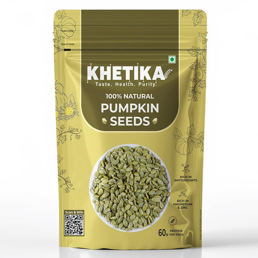 Khetika Pumpkin Seeds I AAA Grade I Raw & Unroasted Pumpkin Seed I Seeds For Eating I Rich in Protein, Dietary Fibre, Omega -3, Magnesium, Zinc