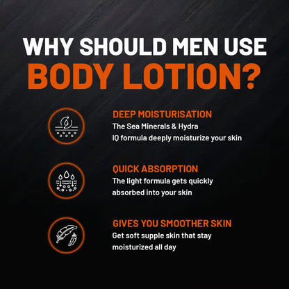 Hivado Men’s Body Lotion 250ml | Deep Hydration Body Moisturizer for Dry & Rough Skin | Watermelon Seed Oil & Shea Butter | 24-Hour Moisture Lock | Lightweight, Non-Greasy & Fast Absorbing | Sulphate & Paraben Free