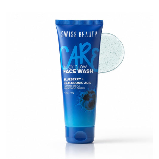 Swiss Beauty Care Juicy Glow Face Wash | Blueberry + Hyaluronic Acid| Removes Dirt & Grime | Improves Skin Texture | Deeply Nourishes | Gently Exfoliates - 100g