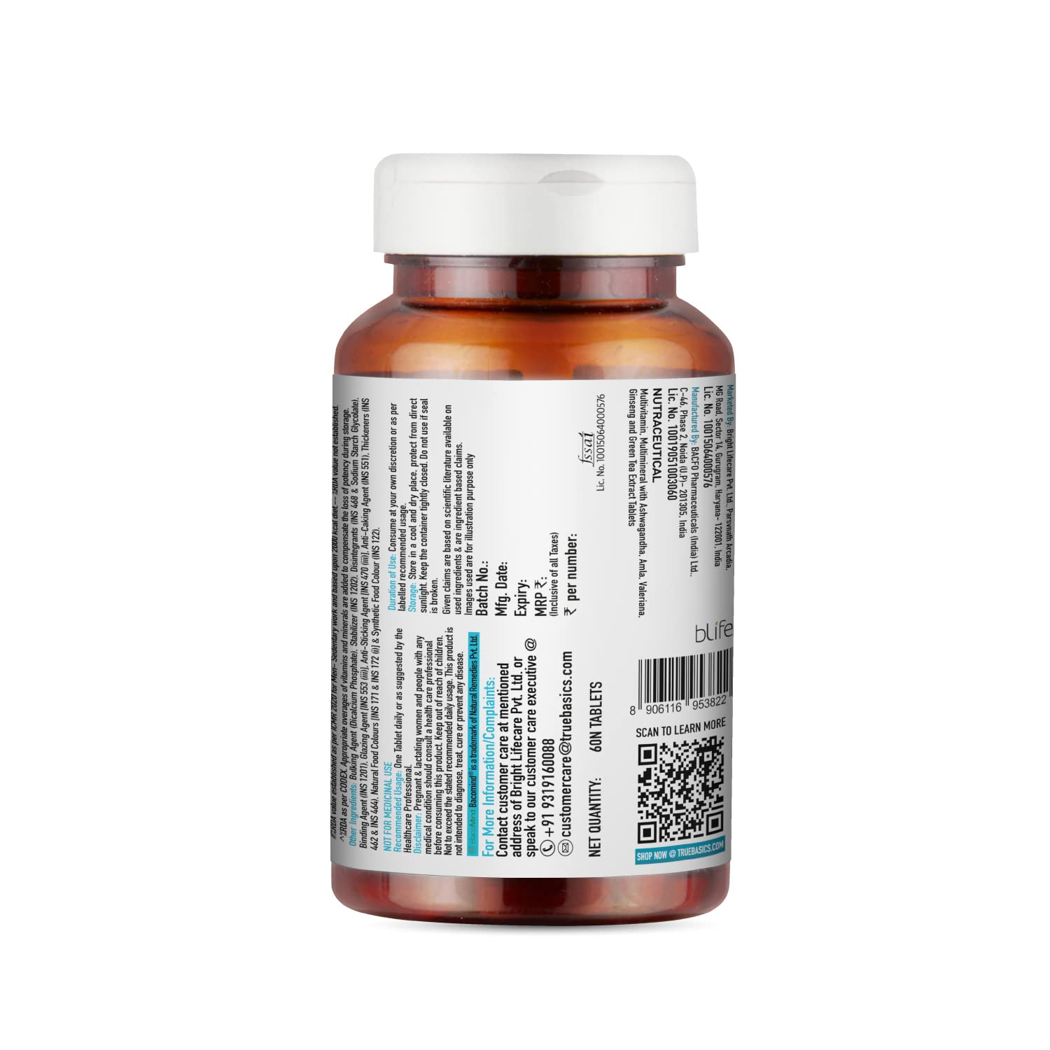 Vitamin supplement bottle with label on a white background