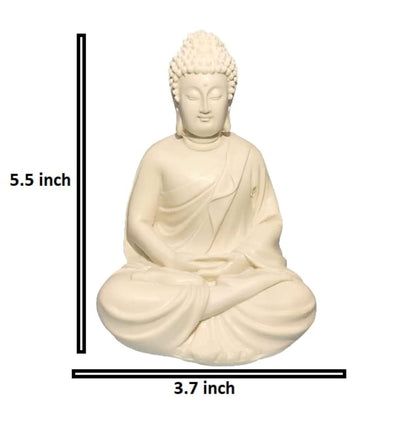 Beautiful Meditating Dhyan Gautam Buddh Bhagwan/God Idol Figurine for Livingroom|Bedroom|Office Desk|Desktop Table|Home Décor|Gifting (5.5-inch) Decorative Showpiece (White), Idol
