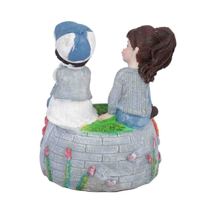 Love Couple Home Decorative Showpiece, Sitting Couple on Wall Sculpture Figurine Gift for Home Decor, Table Top, Couple, (3.5x3.5x4.6 Inches)