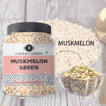 Farm & Farmers Raw Muskmelon Seeds– Natural Kharbuja Beej for Eating | High Protein, Potassium, Magnesium & Iron | Energy Booster Snack | Kharbooja Bij for Health