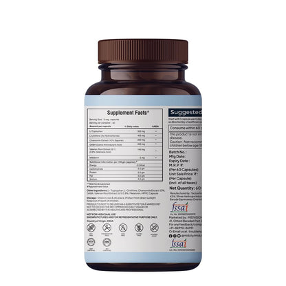 Zephivo Miduty by Palak Notes Sleep Well Capsules - Melatonin - Promote Restful Sleep - Helps in Deep Sleep - Refreshing Night Rest- Pack of 60 Capsules