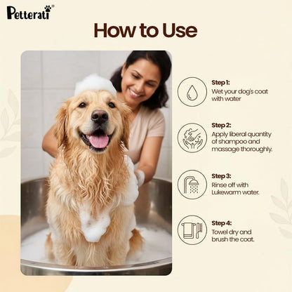 Petterati Silky Coat Dog Shampoo | Aloe Vera, Neem & Hibiscus | Deep Cleansing for Soft, Shiny Coat | 200ml + 100ml Free