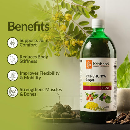 Krishna's Painshunya Juice – Enriched With 12 herbs - Ayurvedic Herbal Juice for Joint Pain Relief & Body Comfort - 1000 ml