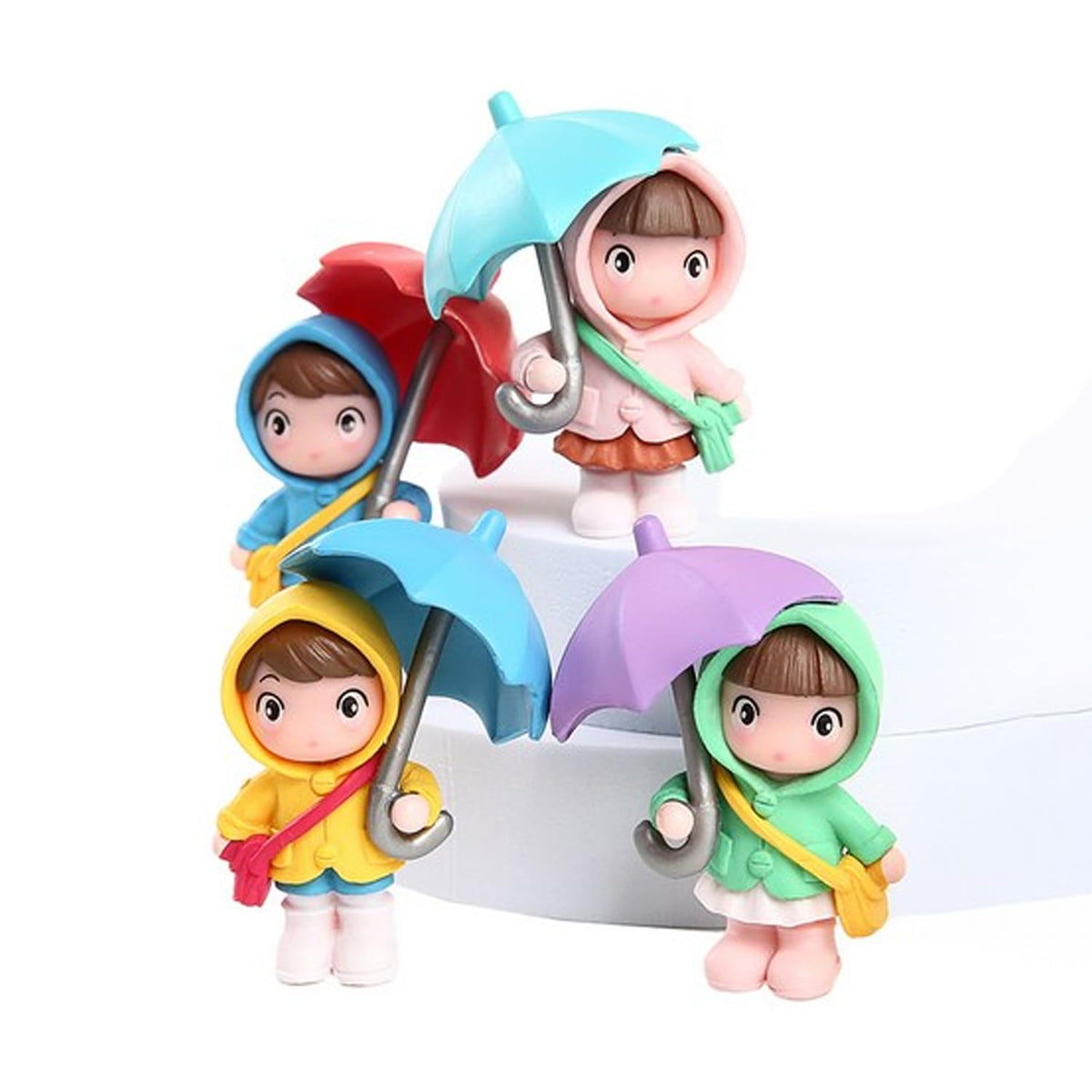 Nostrae Rainy Day Miniature Toys & Cute Miniatures Decorative Items | Small Figurines for Home Decor | Desk Decoration Miniature Things, Gifts & Mini Showpieces Desk Decor (Set of 4)