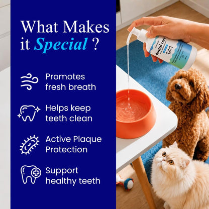 Petroyale Dental Care Water Additive for Dogs & Cats with Nano Silver | Dog Teeth Cleaner for Fresh Breath, Plaque & Tartar Control | Pet Dental Care, Dog Mouth Freshener, Pets Dental Care, 200 ml