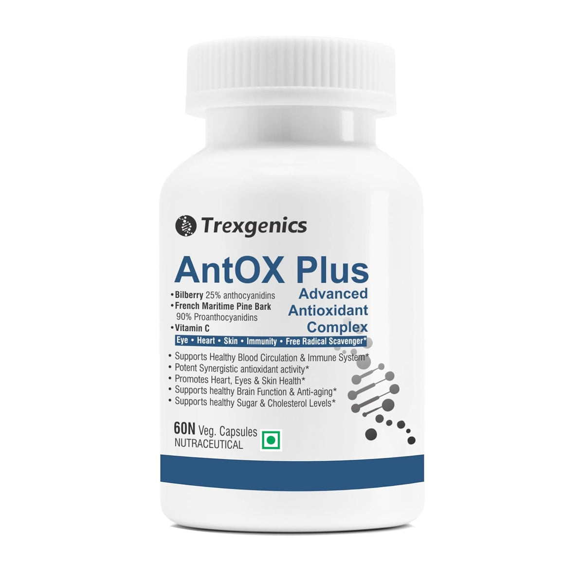 Trexgenics AntOX Plus supplement bottle on a white background
