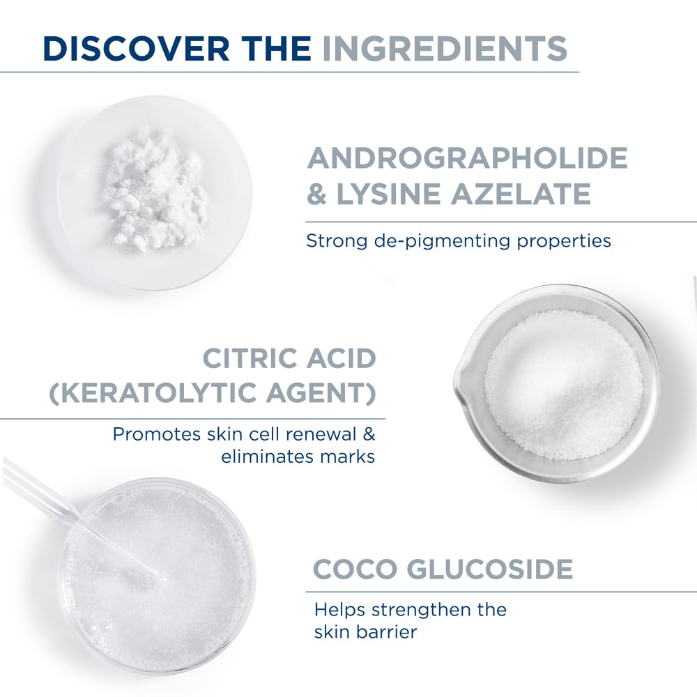 List of skincare ingredients with corresponding images and descriptions on a white background