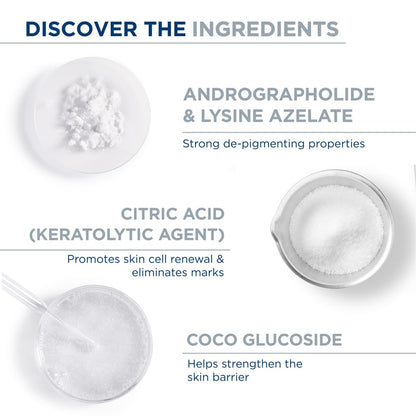 List of skincare ingredients with corresponding images and descriptions on a white background