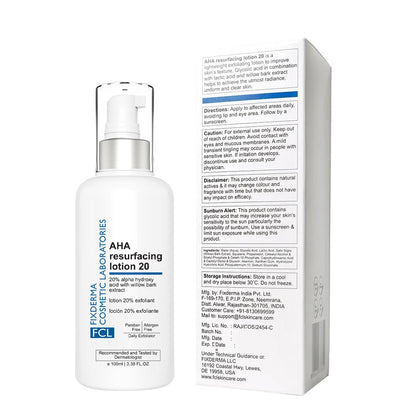 FCL Glycolic Acid AHA 20 Lotion For Body And Face | Dead Skin Remover | Paraben Free AHA Exfoliating Lotion For Dry, Itchy And Rough Skin - 100ml