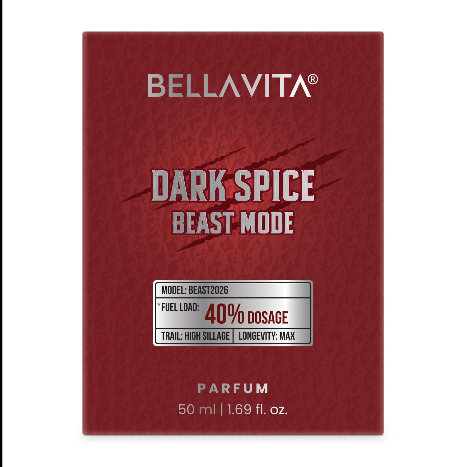 Bellavita Dark Spice Beast Mode parfum packaging on a white background