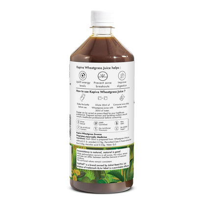 Kapiva Wheatgrass Juice 1L - Help's to Detoxify the Liver, Cleanse the Digestive System, Boost Metabolism & Purify Blood